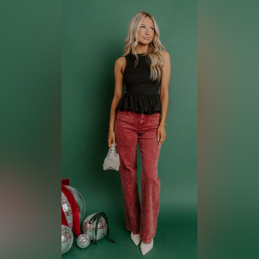 Saige Red Straight Leg Jeans